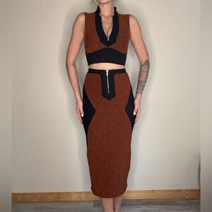 Elegant Two-Tone Women's Skirt Set